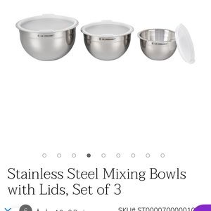 LE CREUSET Stainless Steel Mixing Bowls with Lids, Set of 3